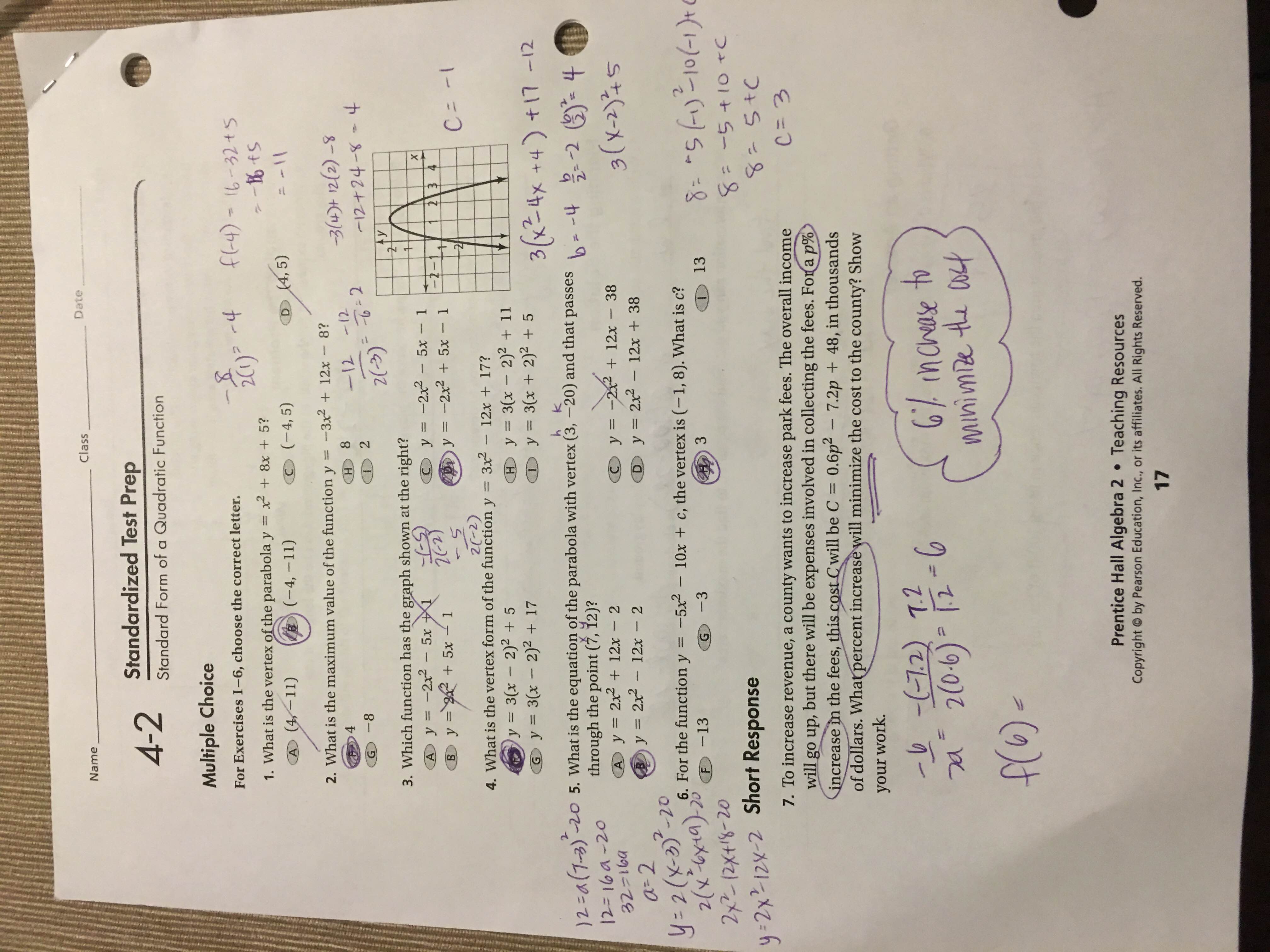 Alg2 Homework Answers